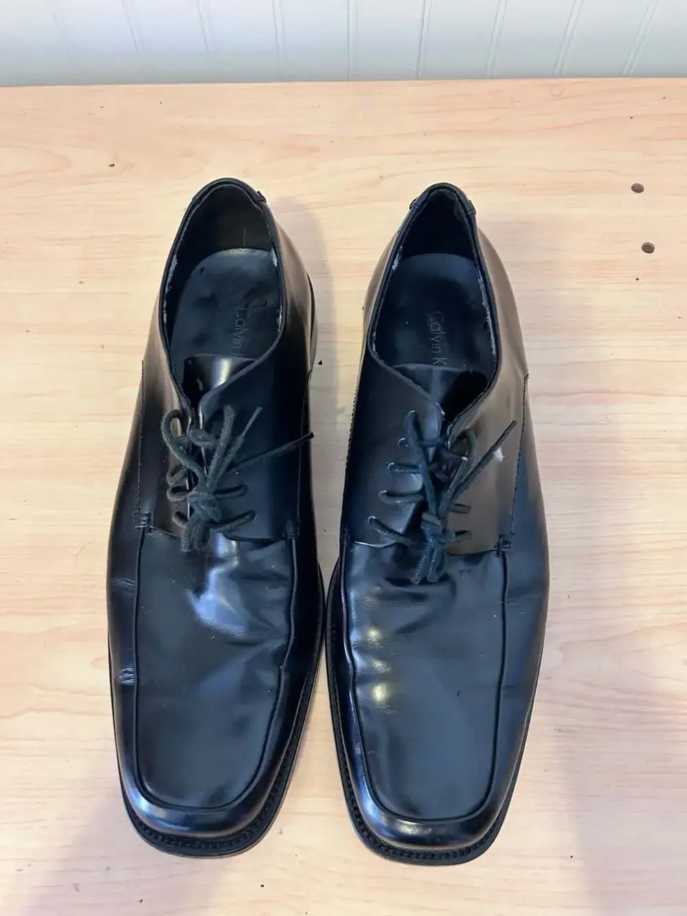 Calvin Klein Hamilton II Men's Black Leather Square Toe Oxford Dress Shoes